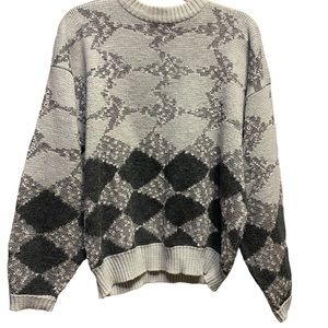 1440 Vintage Wool Blend Grandpa Geometric Crewneck Sweater